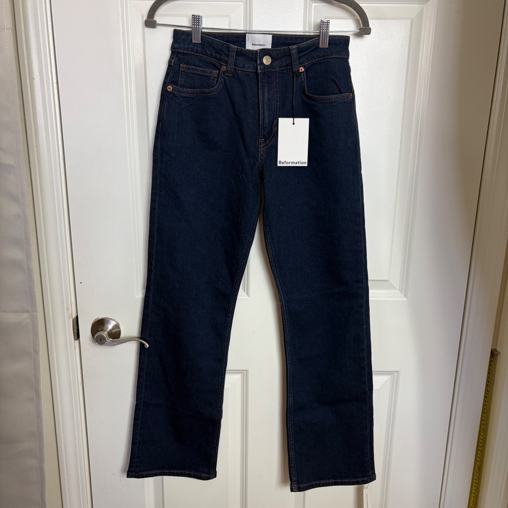 Reformation Elton Mid Rise Super Stretch Straight Jeans Reservoir 26 NWT